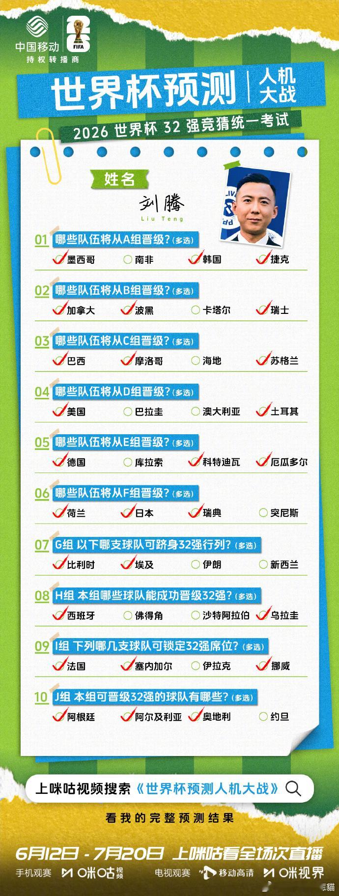 世界杯预测人机大战真人解说在预测时难免会带有一点个人主观偏好，喜欢的队伍会多留意
