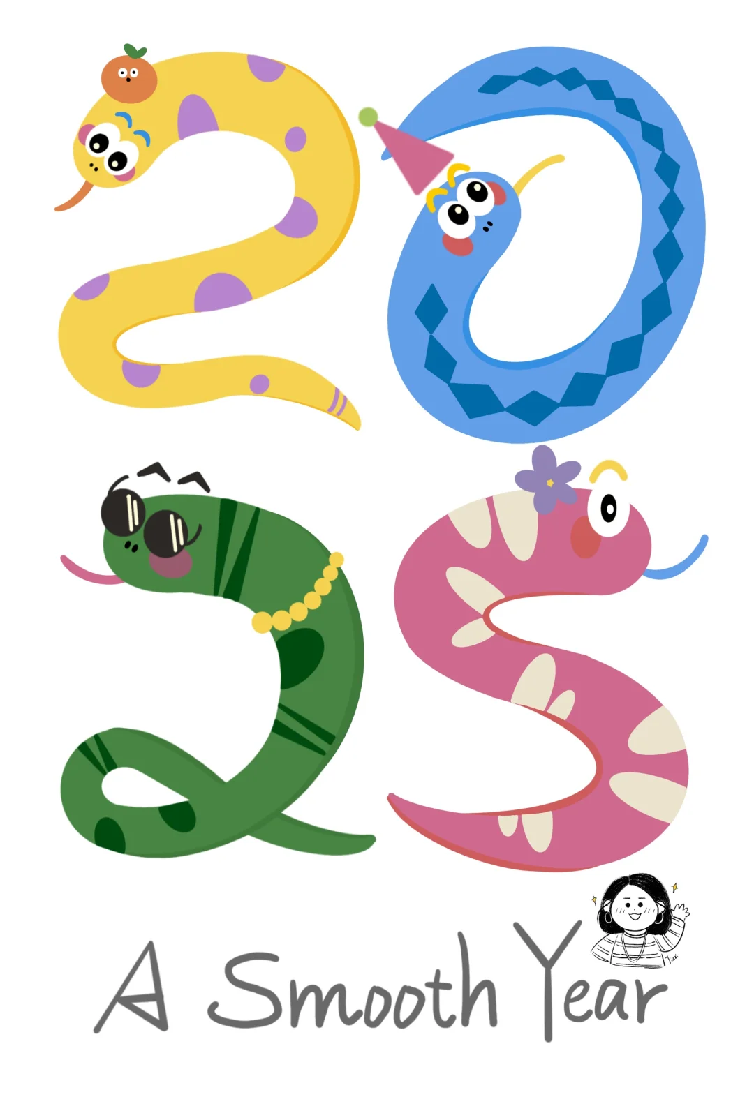 📅2025年日历画好啦🐍一起“嘶~”滑一整年！