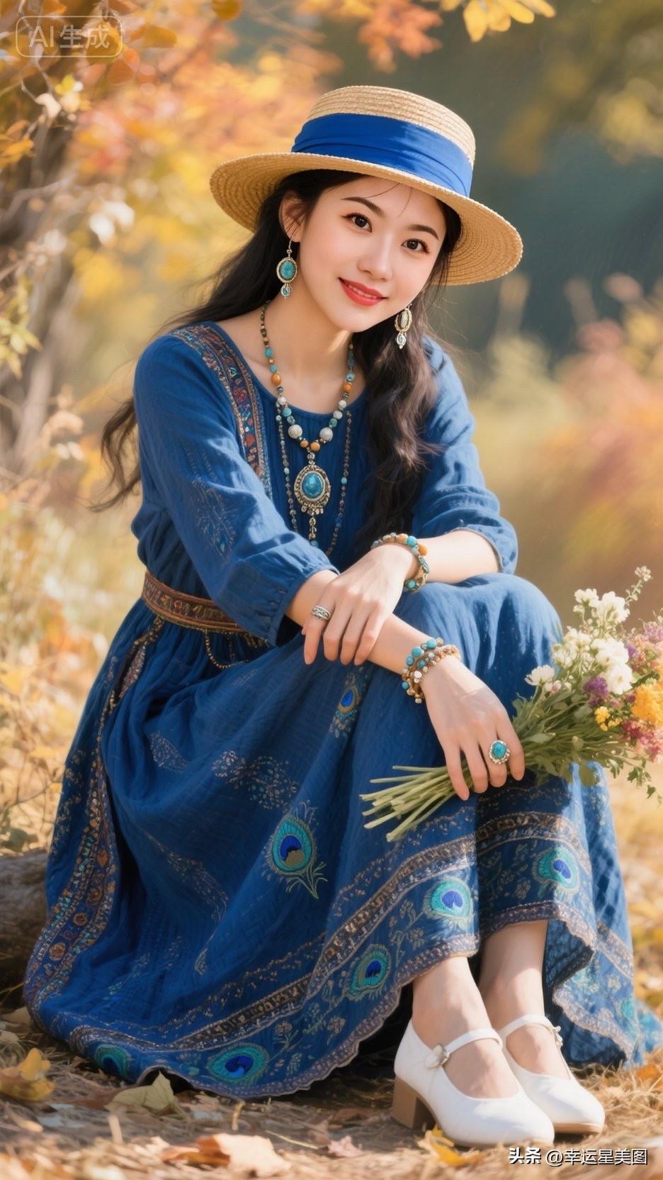 这位小姐姐在公园里拍照片，好美！