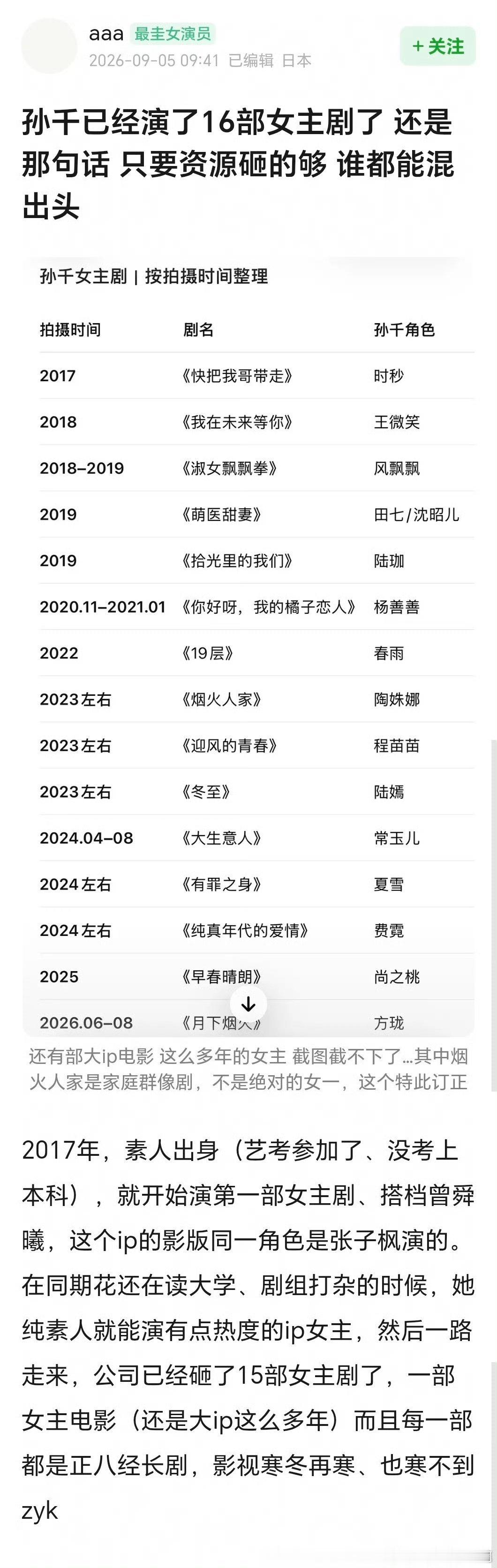长得就大脸路人但是其实演19层这种无限流女主我OK啊.不过光线三资源卡女，一年两