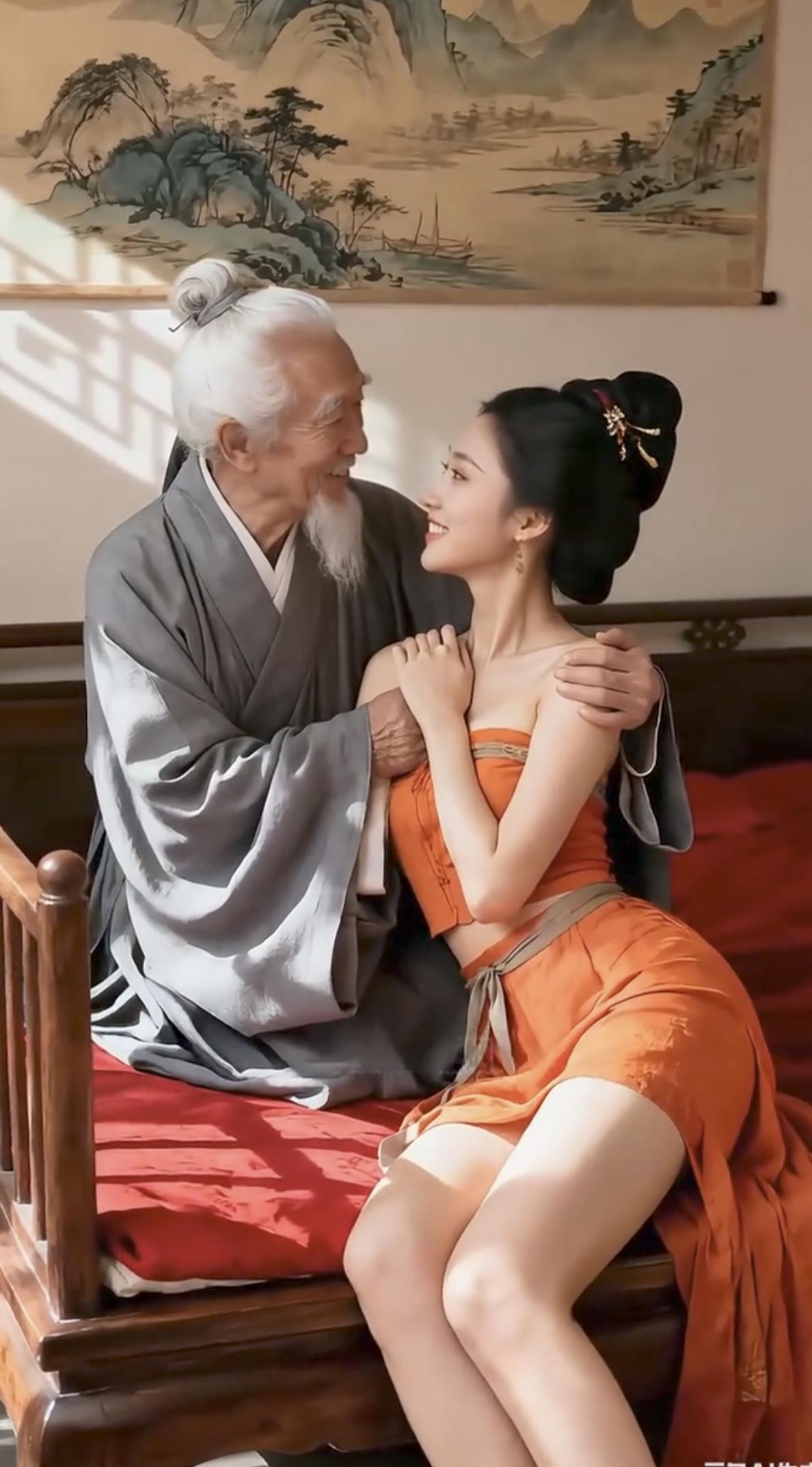 《七律·重金婚》
作者：转转看到



白发苍苍映红装，
嫩娥羞羞对情郎。
千万