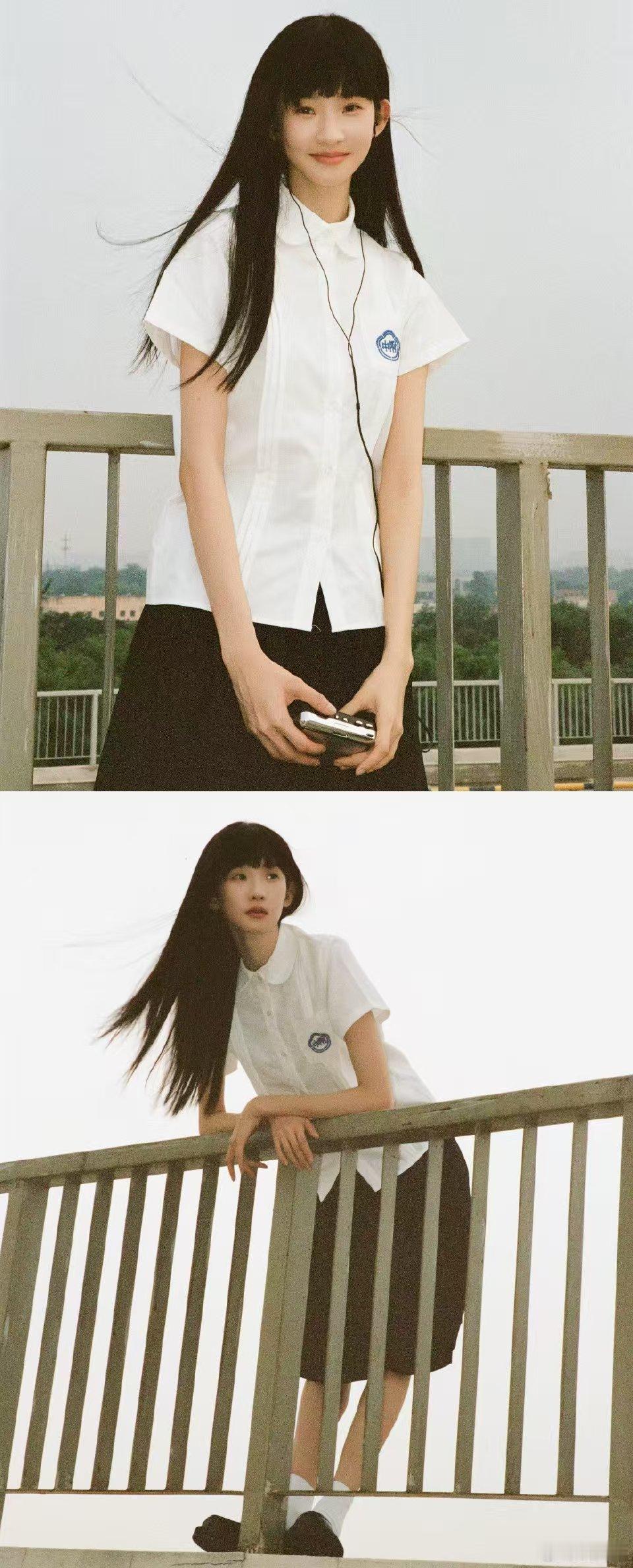 张艺凡这身真的好像我记忆中古早时期的清冷学姐，感觉会轻声细语问我“要不要一起听歌