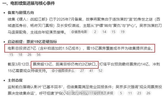 镖人 第二部镖人很好看，期待第二部啊 