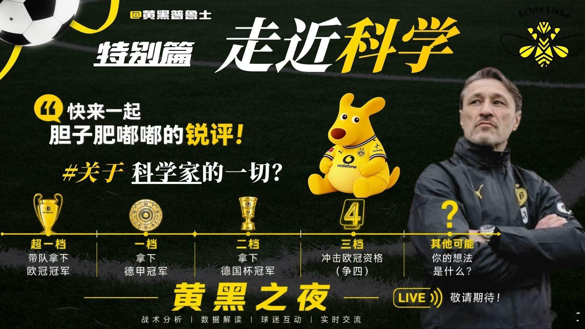 黄黑普鲁士多特蒙德[超话] 开播时间9.5（周六20:00  平台：b站血压正常