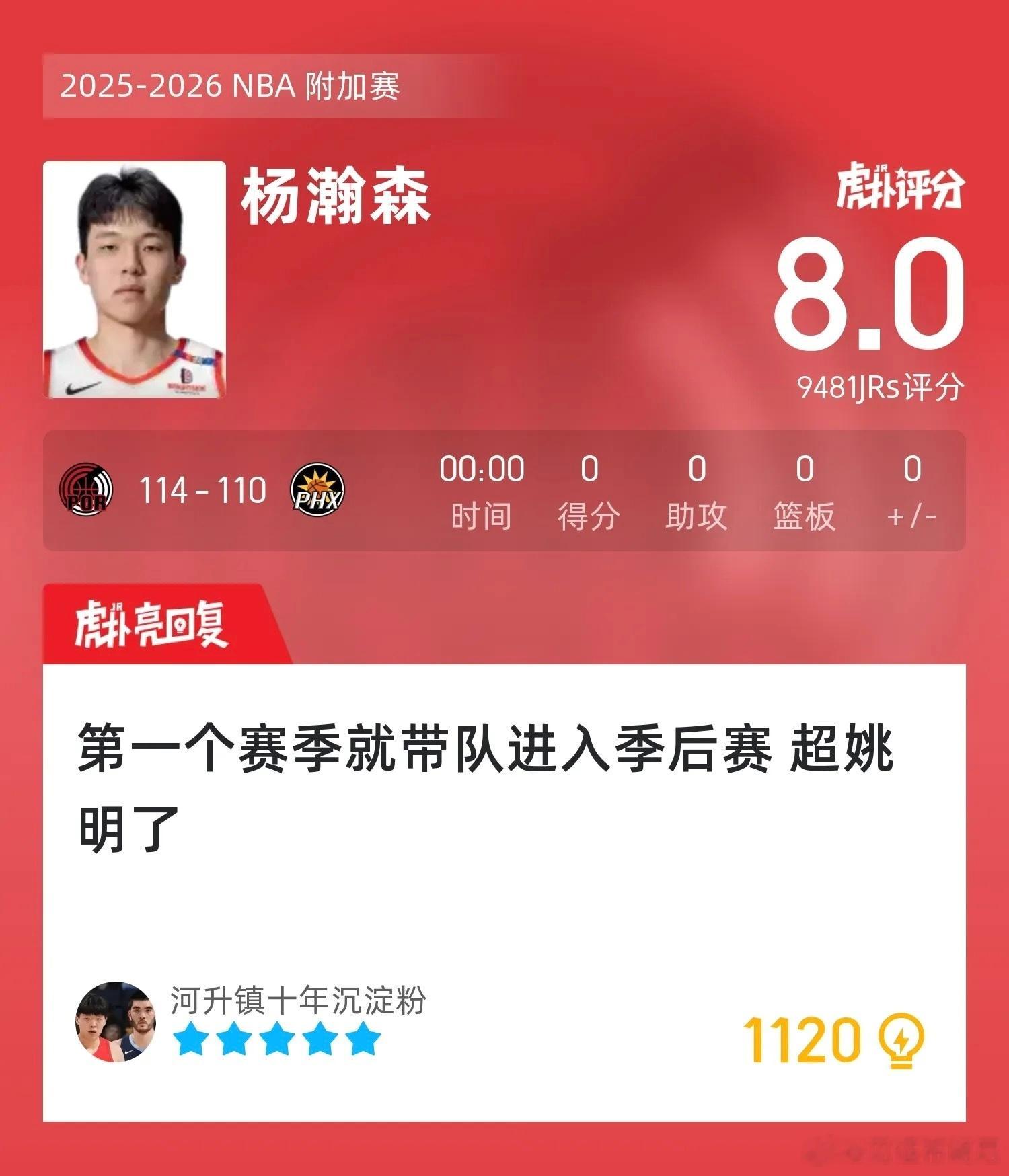 第一个赛季就带队进入季后赛，超姚明了！这发言，不是给杨翰森招黑吗？ 开拓者首轮碰