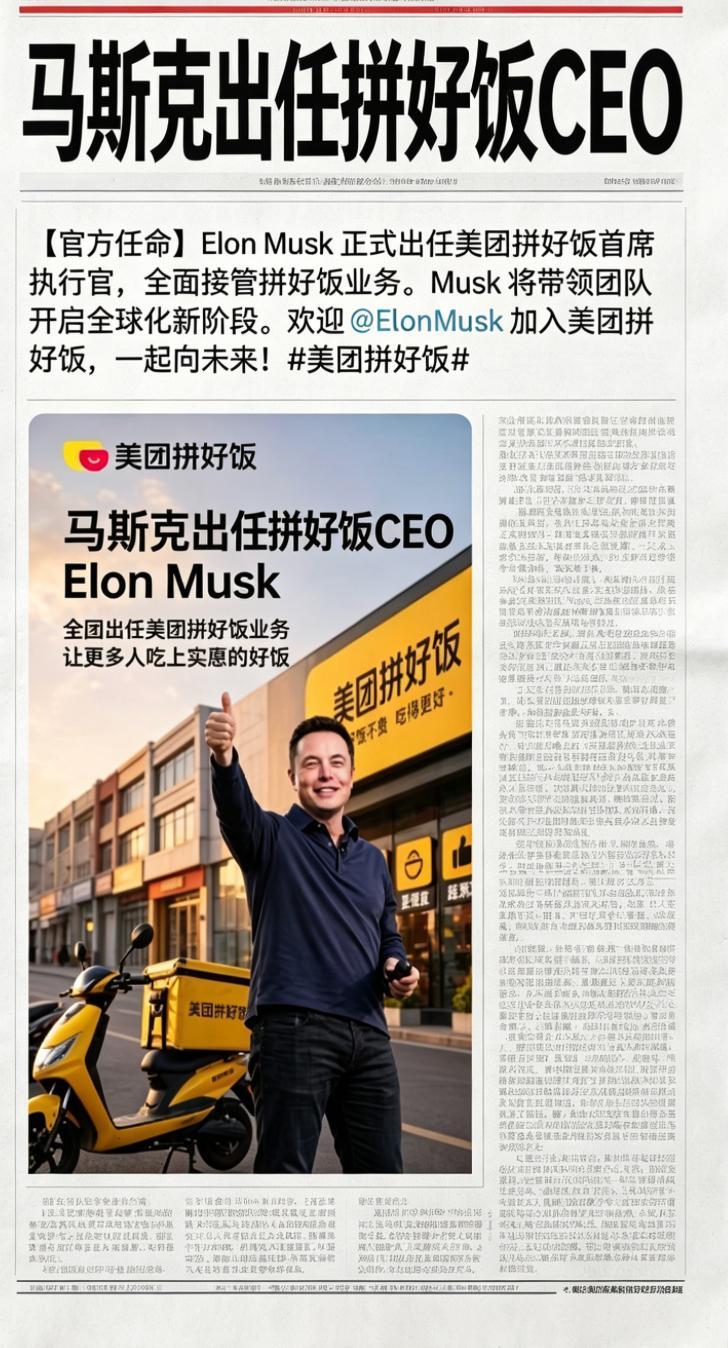 马斯克加入拼好饭谣言系AI生成 网传马斯克加盟拼好饭刷屏，官方辟谣：全系AI生成