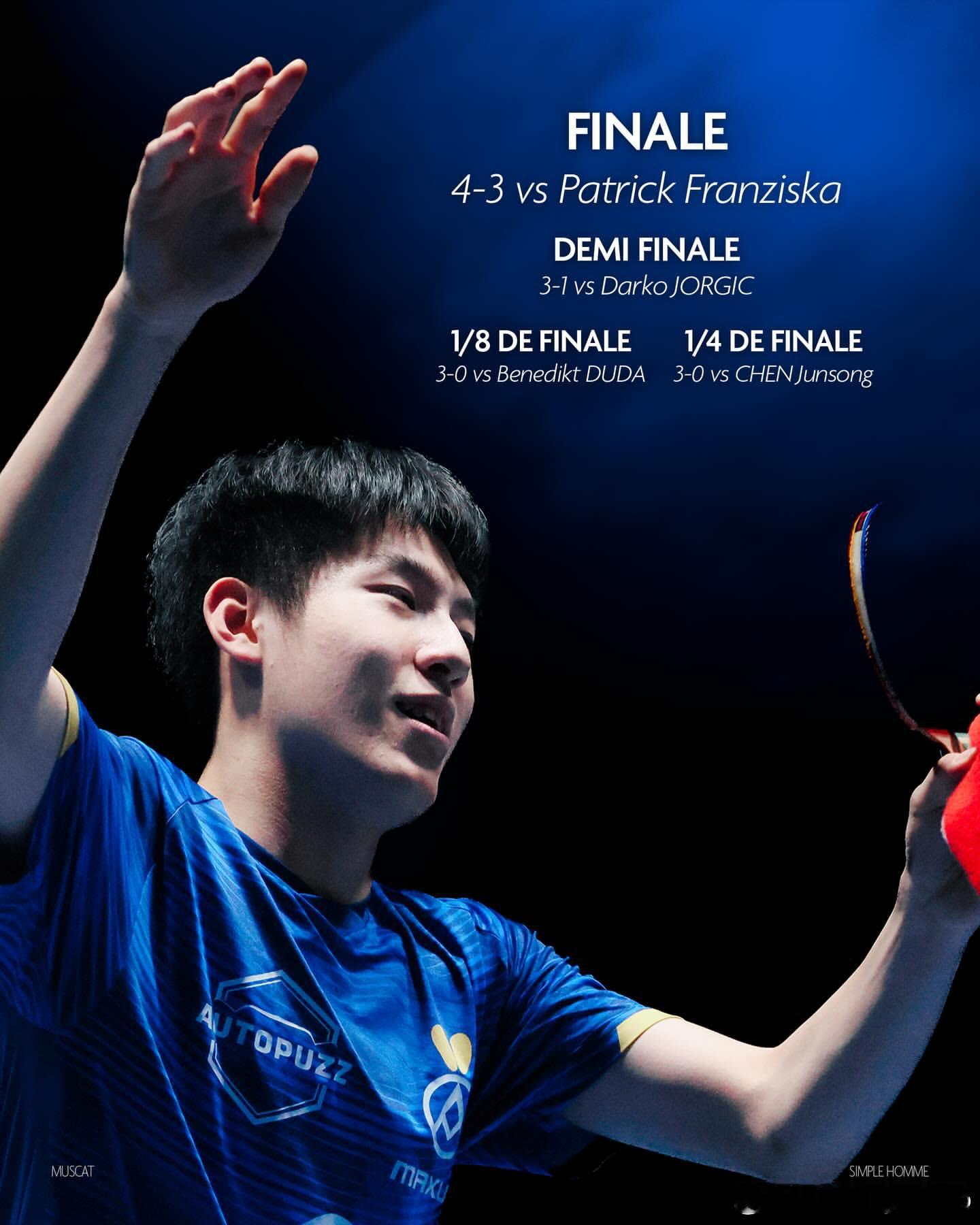 温瑞博男单夺冠温瑞博首个WTT男单冠军头衔🏆亨尼邦俱乐部也发布了贺图 