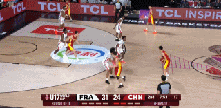 中国男篮小将张子一真是太强硬了！在今天进行的中国U17男篮和法国U17男篮的比赛