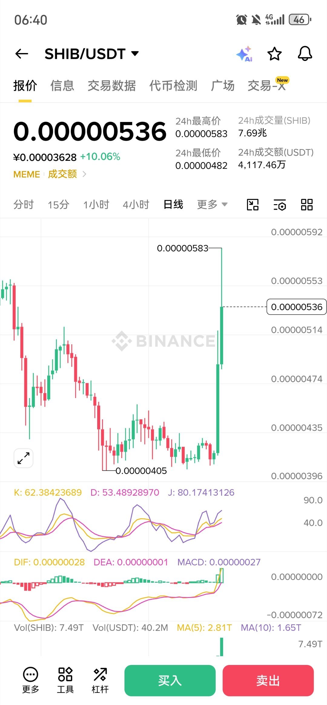 当时买的shib现货终于收米了 