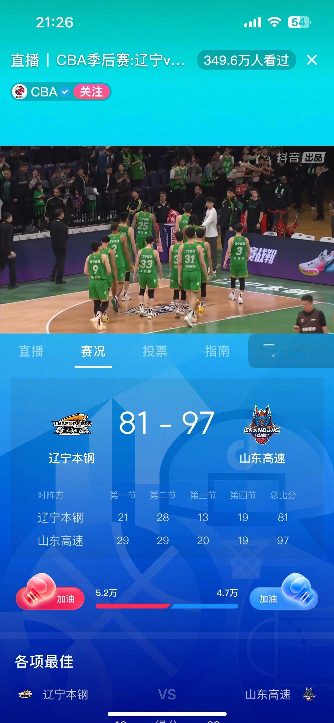 山东高速男篮大胜辽宁队，今天我想再说六点。
第一位是高诗岩，他全场串联球队，是当