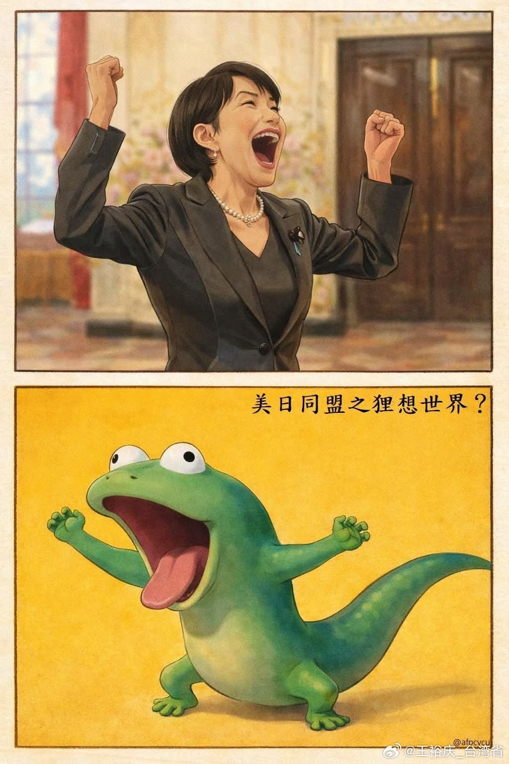 高市早苗访美［博君一笑請勿認真］不知道為什麼看到高市訪美笑得那麼開心卻讓我想到《