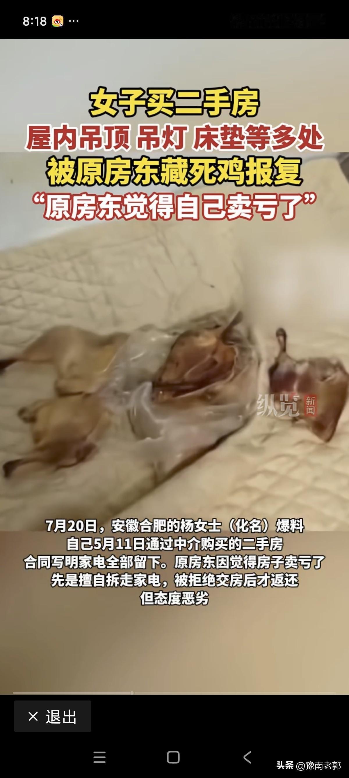 原因是合肥的杨女士在5月份通过中介购买了这套二手房，当时签订了合约，装修房间里边