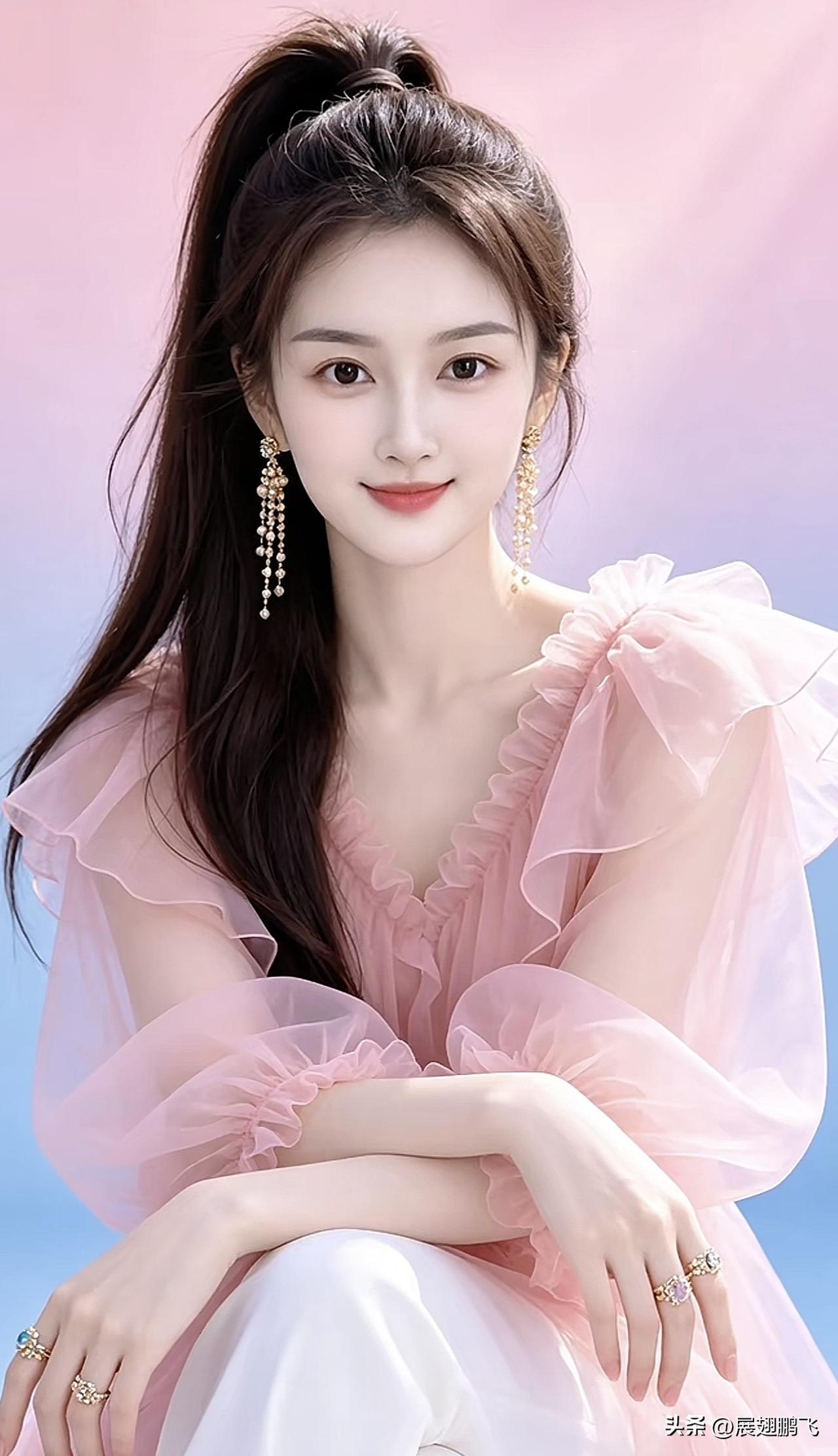 温柔粉裙少女，甜美笑容，梦幻背景，少女心爆棚！💖✨温柔花裙少女 粉裙微笑写真 