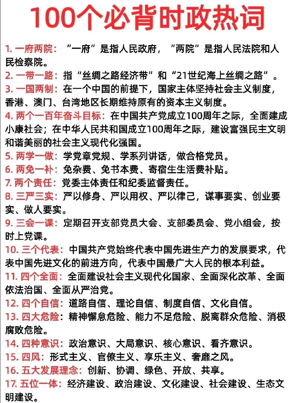 100个必背的时政热词