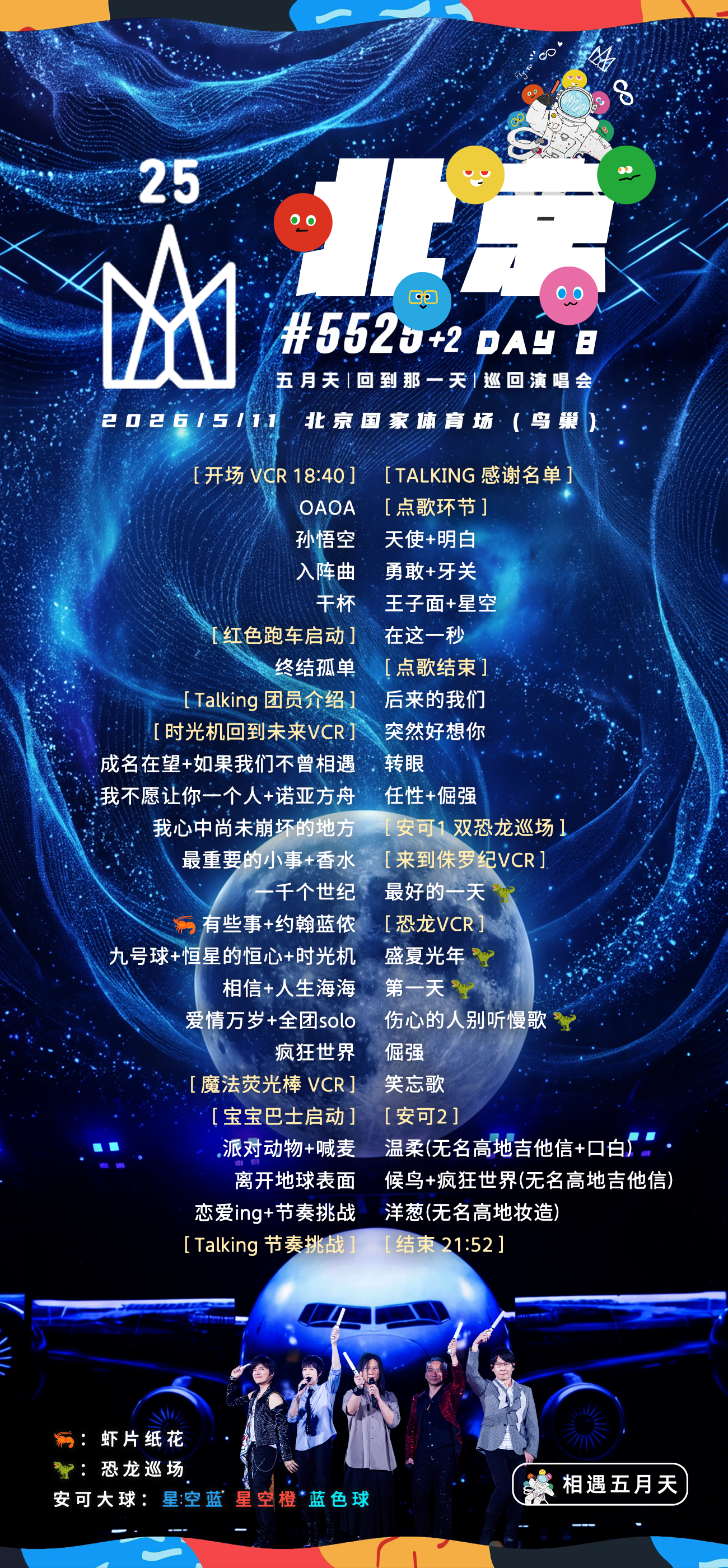 五月天北京鸟巢演唱会Day8歌单5525+2 [ 回到那一天 ] 演唱会北京·无