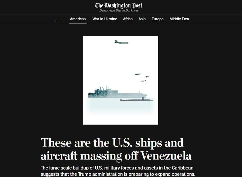 🇺🇸美国《华盛顿邮报》报道，美国军队在委内瑞拉附近海域的兵力可能达到1.6万