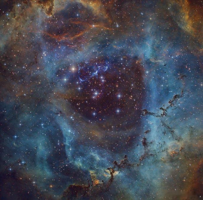 玫瑰星云之美在这座巨大的发射星云内部，正在发生恒星形成过程，它位于单角座星座中。