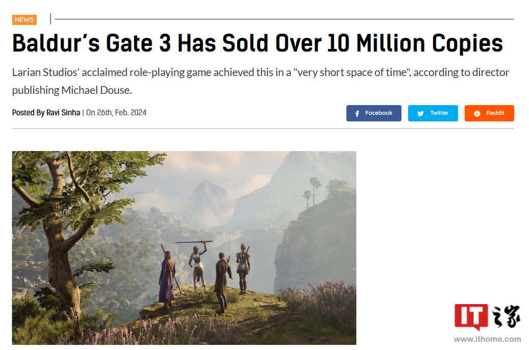 TGA 2023 年度最佳游戏，《博德之门 3》已售出超过 1000 万份
