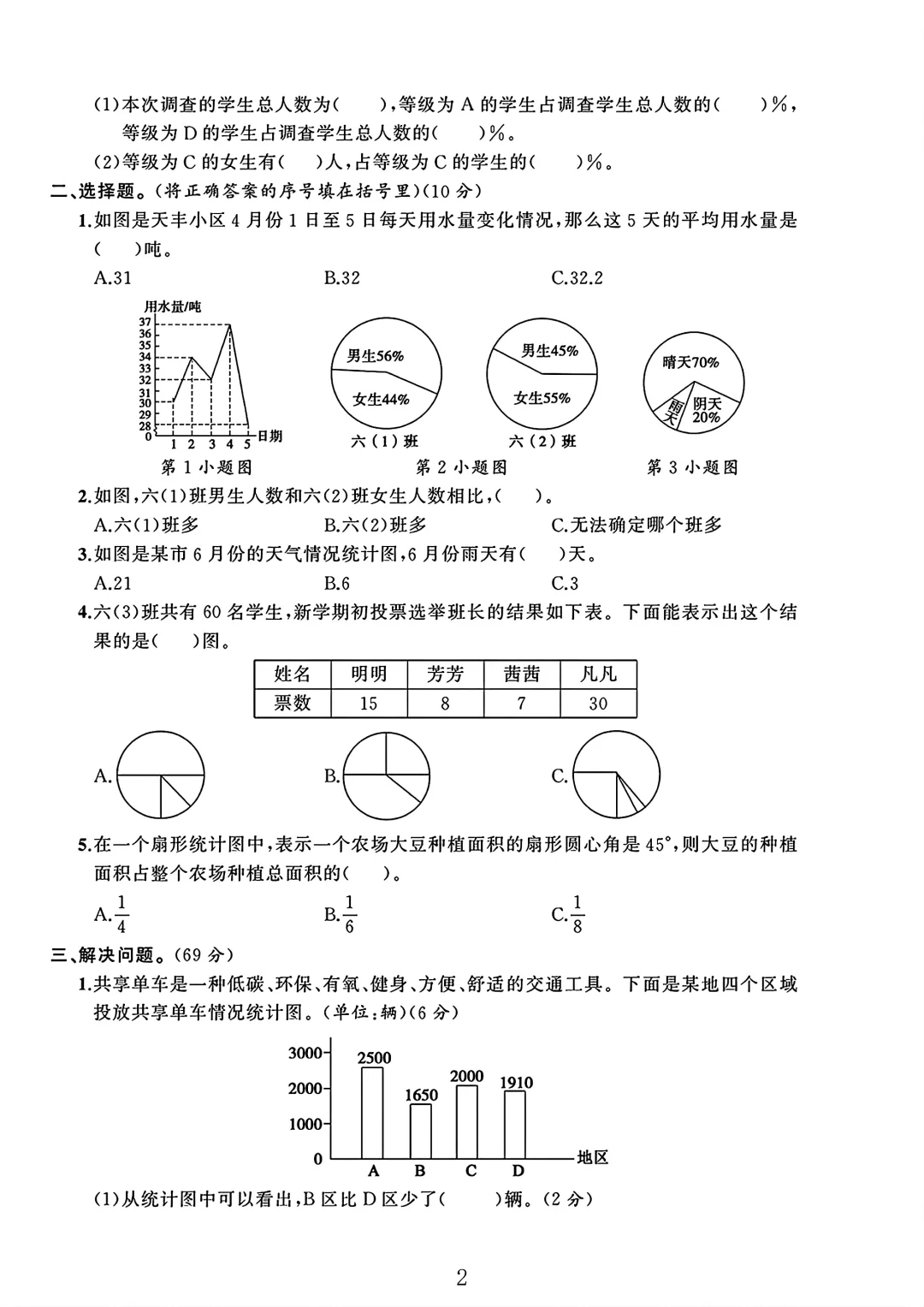 北师大版六年级数学上册第五单元测试卷 3
