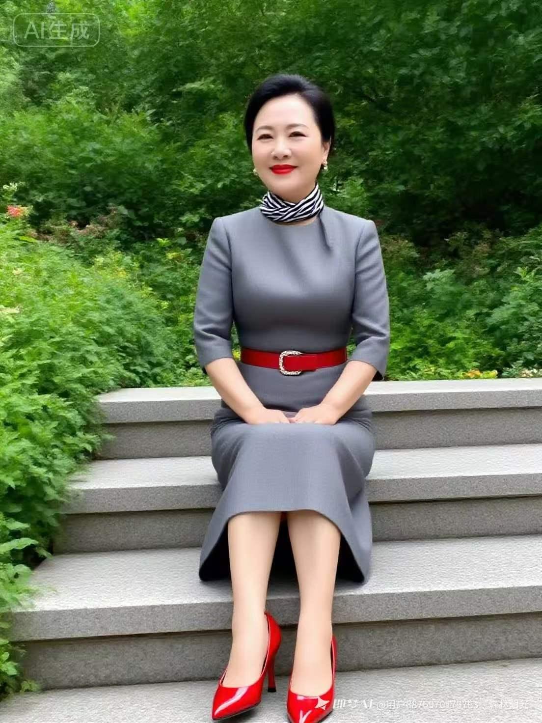 红裙雅韵
一袭红裙映翠芳，
风姿雅致韵悠长。
天然时尚相融处，
绝代清妍入眼香。