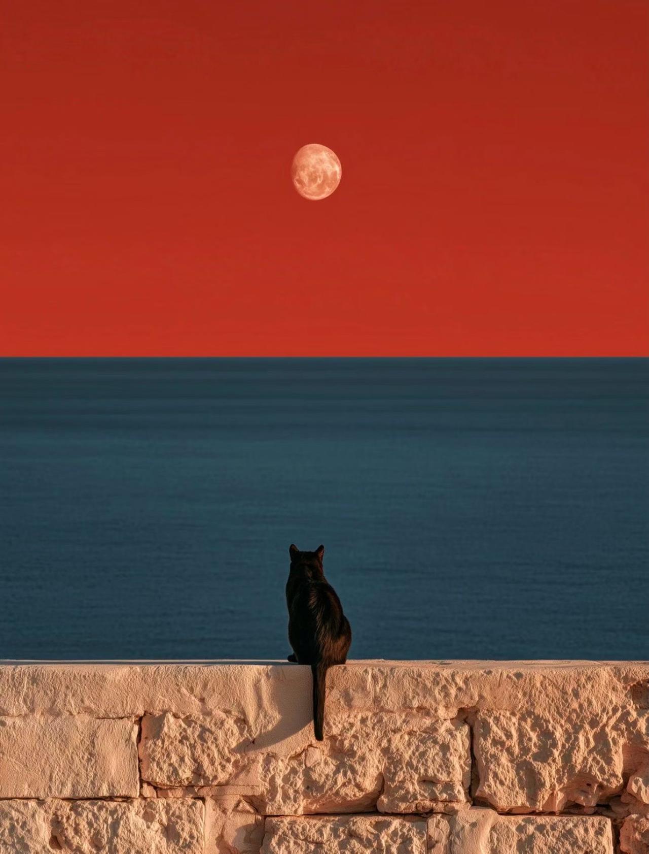 红与蓝的交响，海与猫的时光。
晚风与海的浪漫 秋日限定蓝 海的光影 秋天和喵 橙