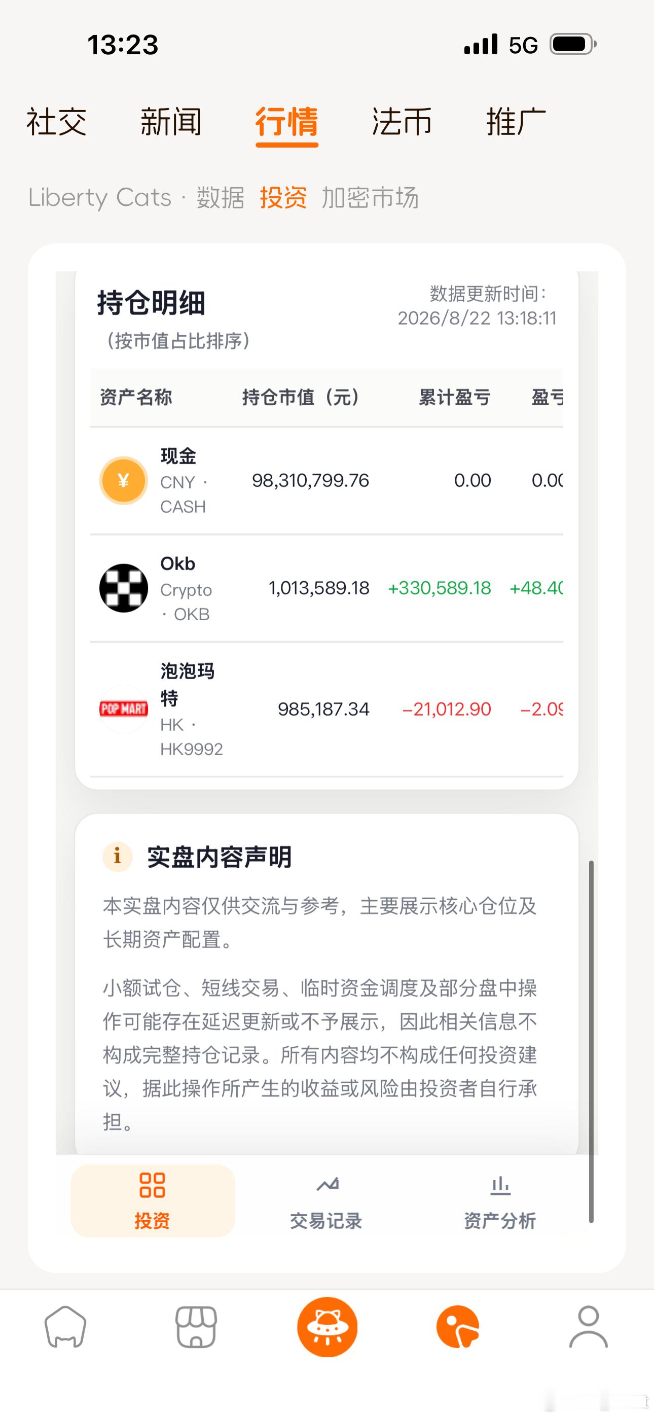 实盘第一笔建仓献给了 OKB，不知不觉已经快 50% 收益了。虽然市场里很多币已