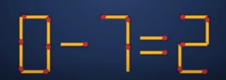 眼前这用火柴摆的“0 - 7 = 2”，显然不对呀！现在规则是**只移动1根火柴