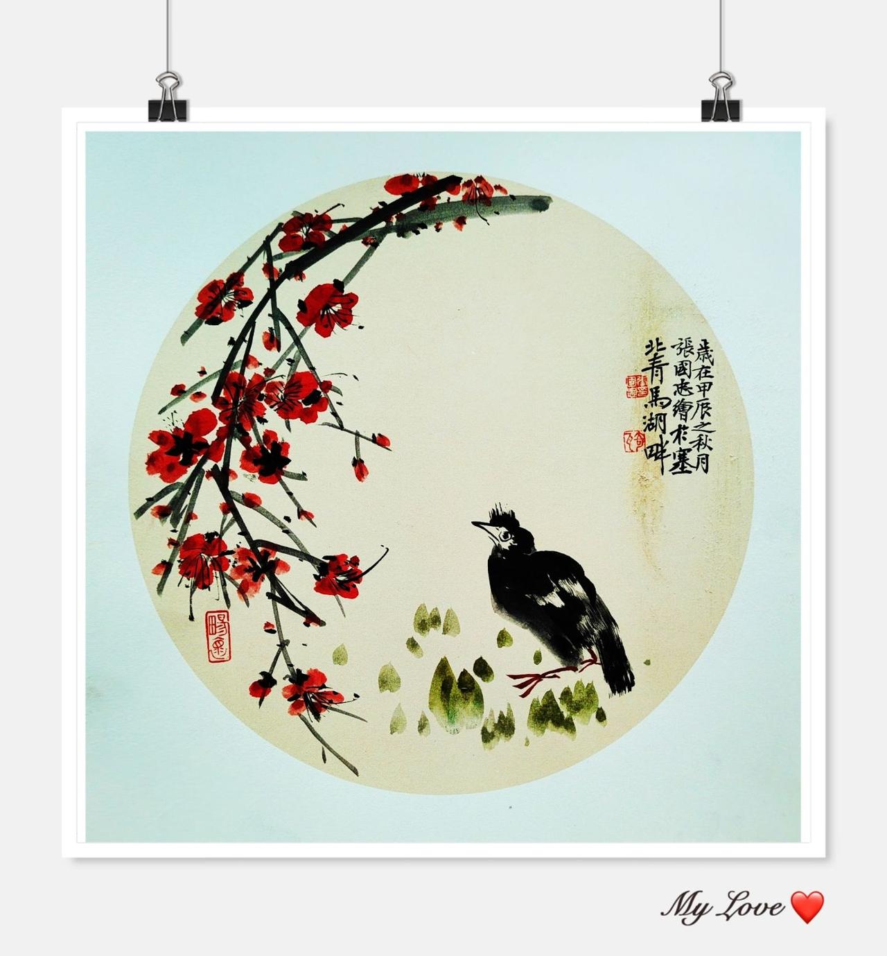#国画 #花鸟 #篆刻 #书法 #水墨