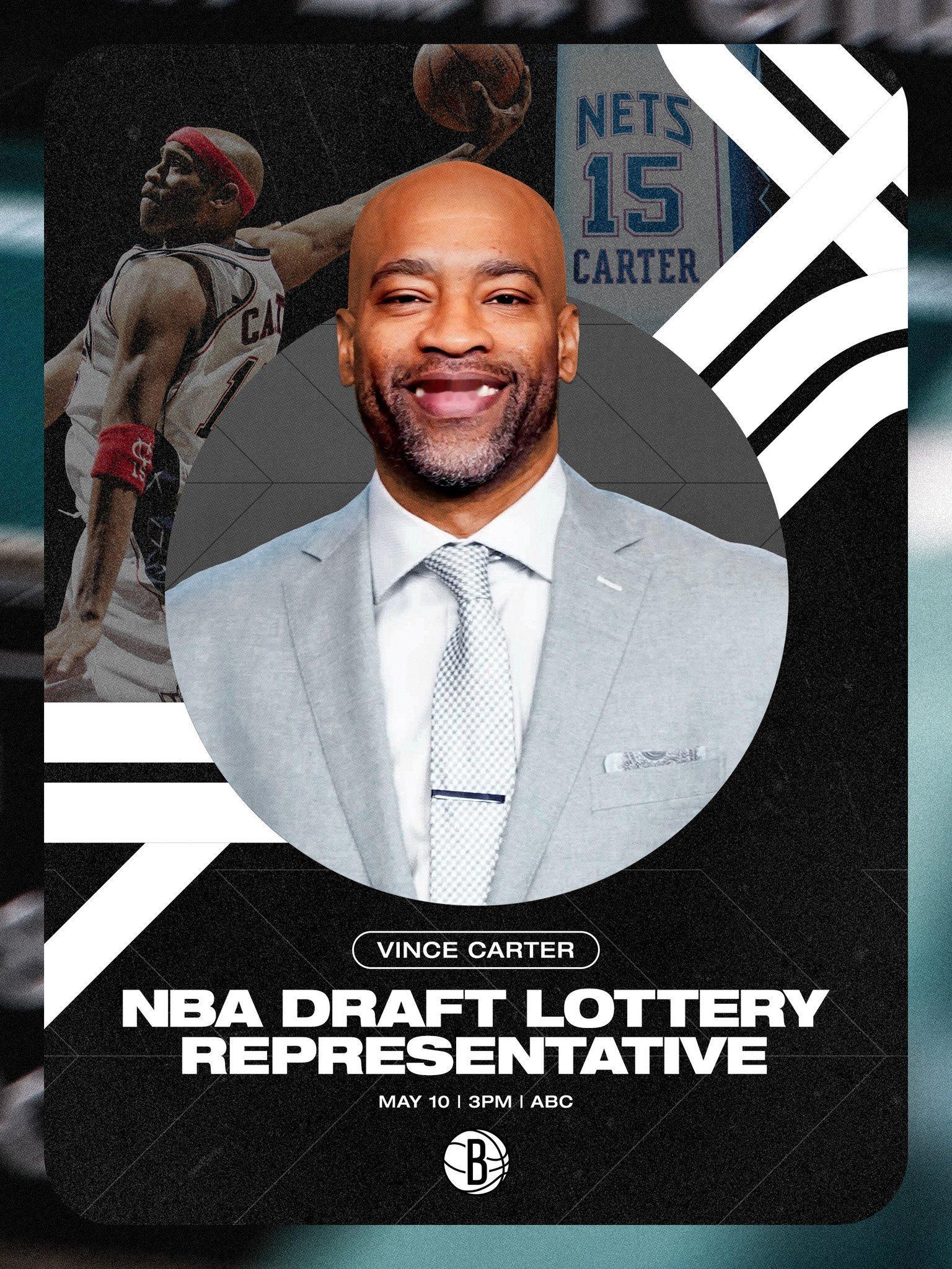 篮网的乐透抽签代表出炉：文斯·卡特！NBA布鲁克林篮网