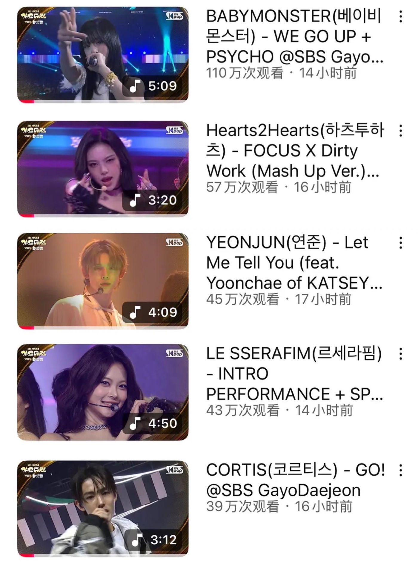 sbs舞台播放量前五📊油管：babymonster Hearts2Hearts