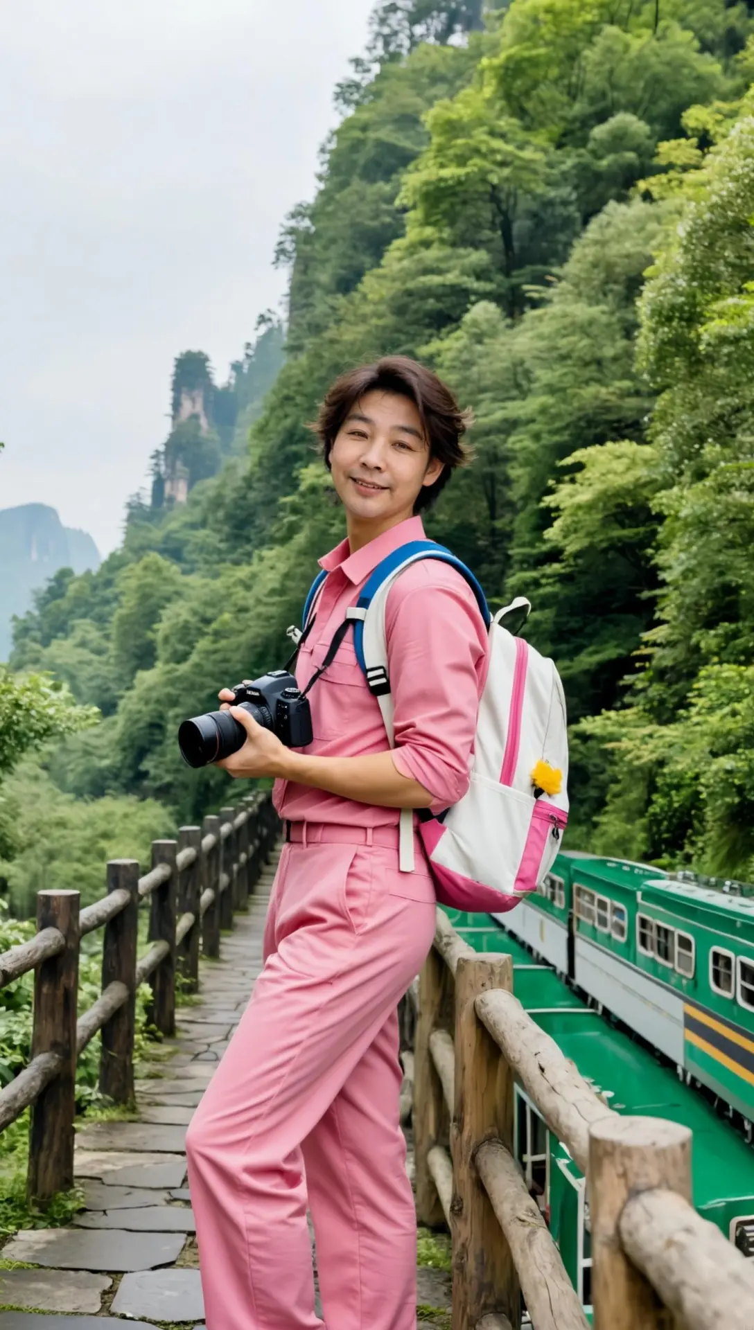 AI山林旅拍风 ai创作 帅哥 开心