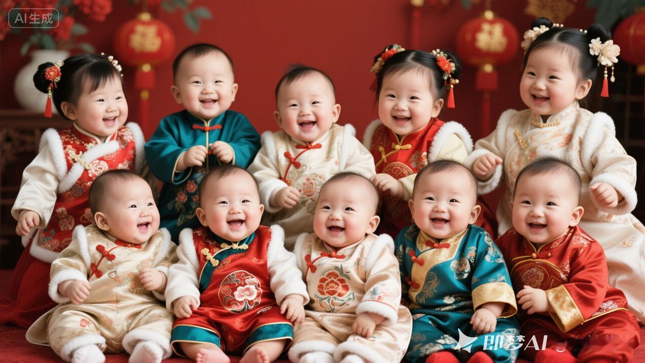 萌娃们穿着传统服饰，笑得如此可爱，真是萌化人心！💕👶👧👨👩