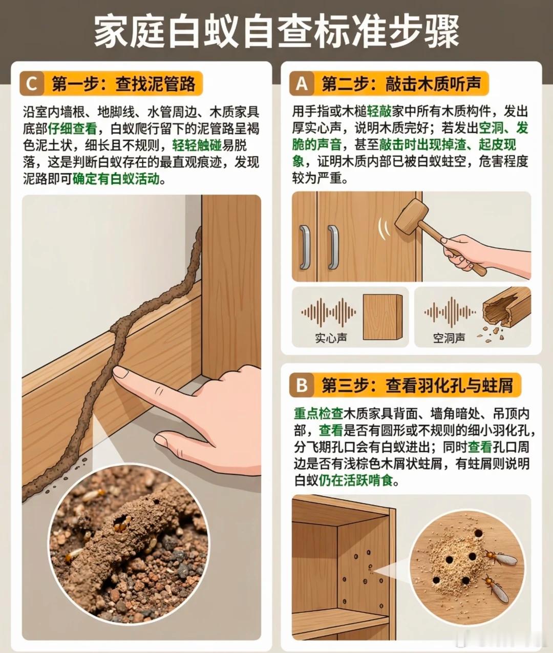 广东一男子买到白蚁房全屋惨遭蛀空 如何自检房子里有没有白蚁，码住