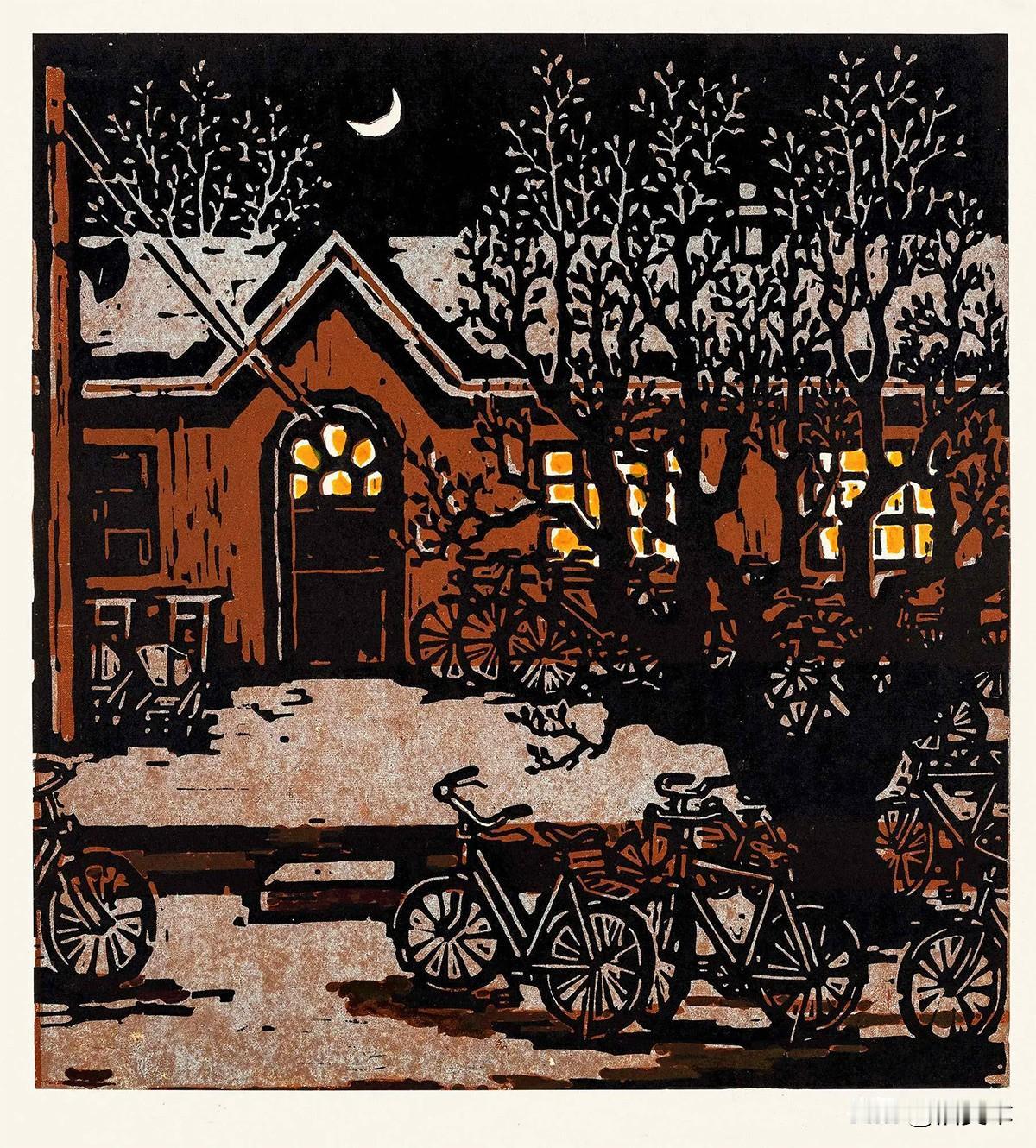 力群《春夜》｜最安静的版画，最有力的深情

老版画 《春夜》力群 1962年 
