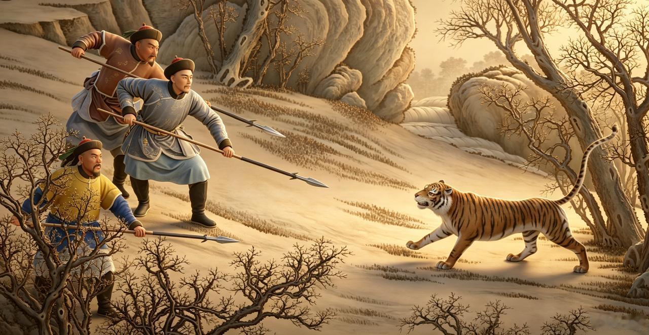 这摆拍，也太假了点！（郎世宁等《乾隆皇帝刺虎图》）