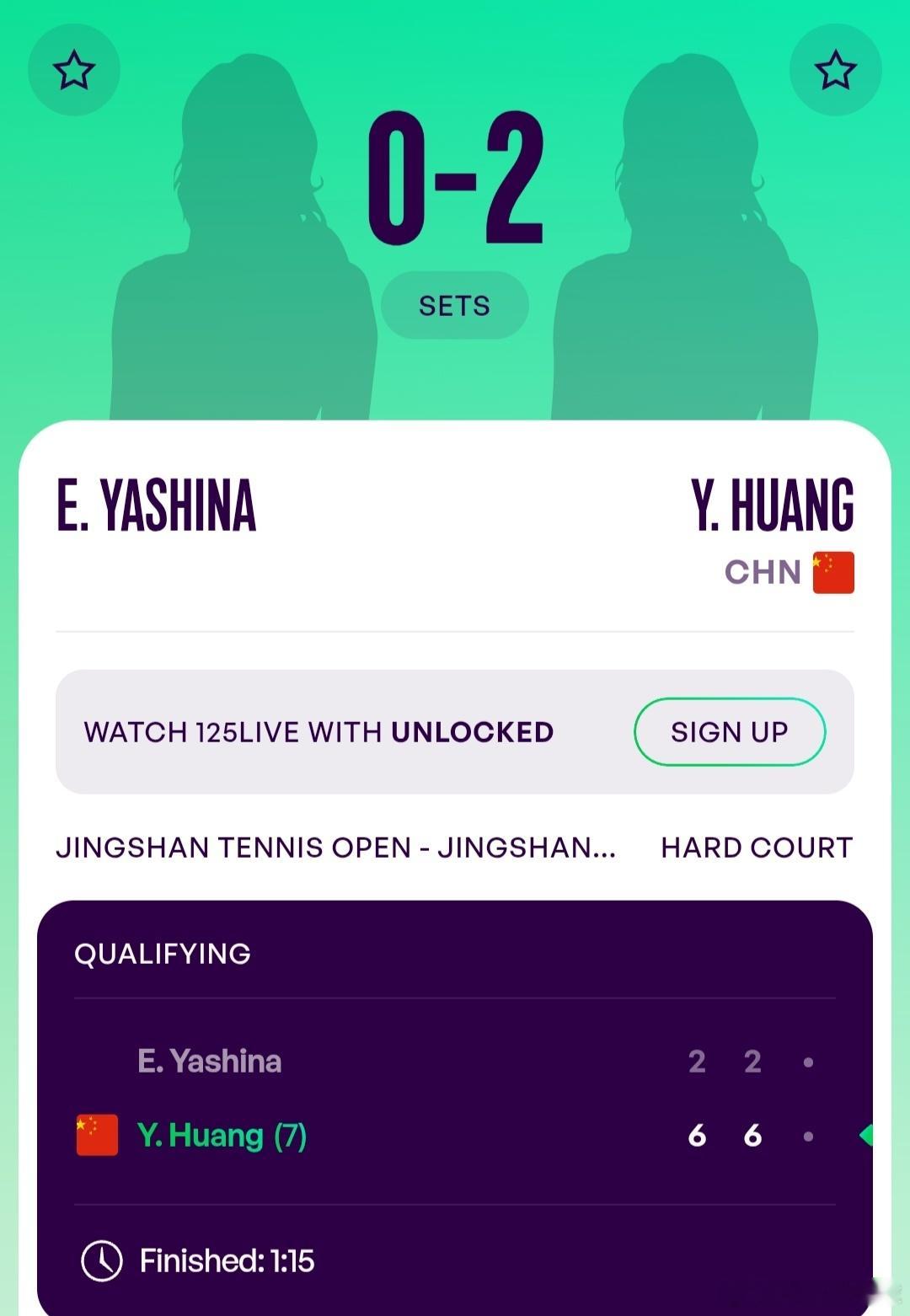 WTA125京山站🇨🇳资格赛首轮王佳祺🇨🇳7-5/7-5战胜张莹🇨🇳
