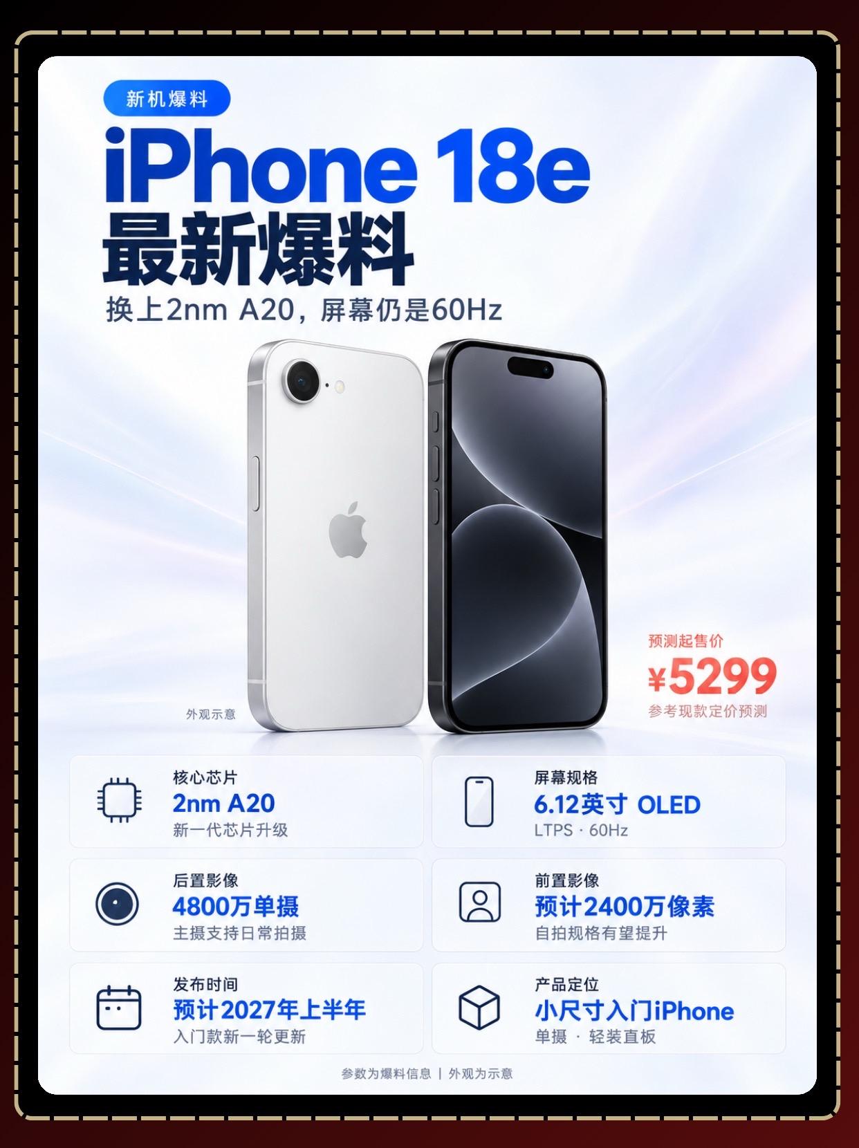 iPhone 18e最新爆料。苹果下一代入门机也有新消息了。iPhon...