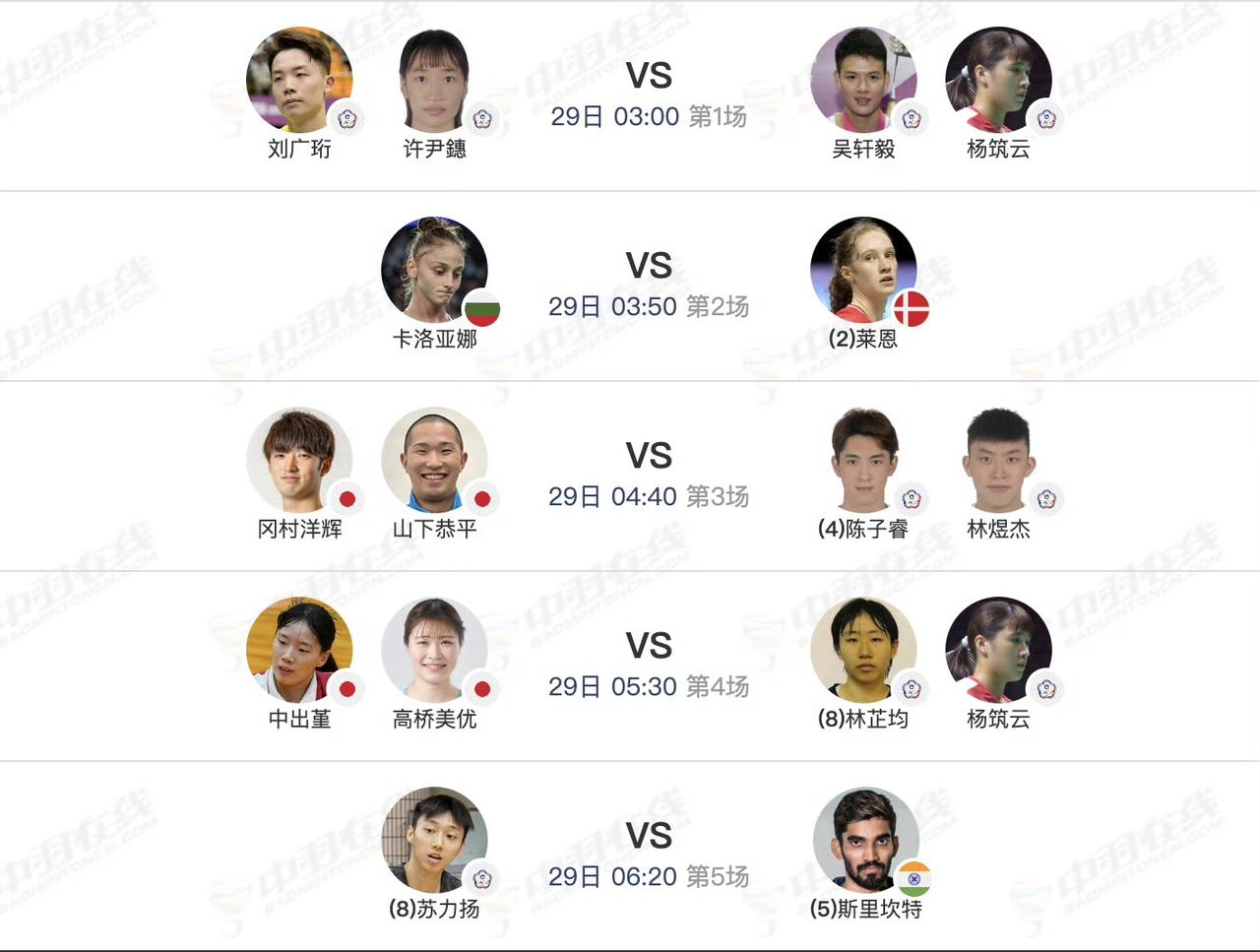 2026年超级300美国羽毛球公开决赛!
北京时间6月29日各单项决赛，凌晨3点