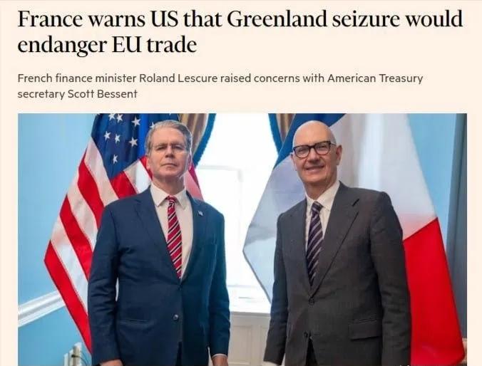 【欧洲的红线】
法国财长莱斯库尔表示，法国愿意与美国展开对话与合作，但吞并格陵兰