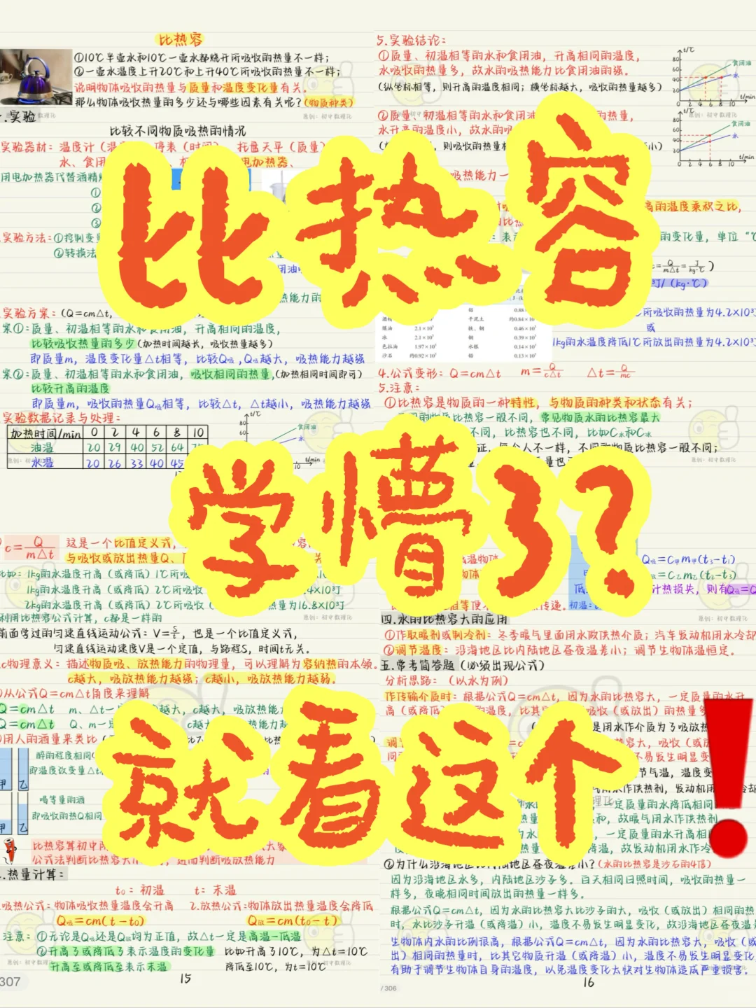 初三的宝子，学校比热容没听懂❓看看这个吧❗