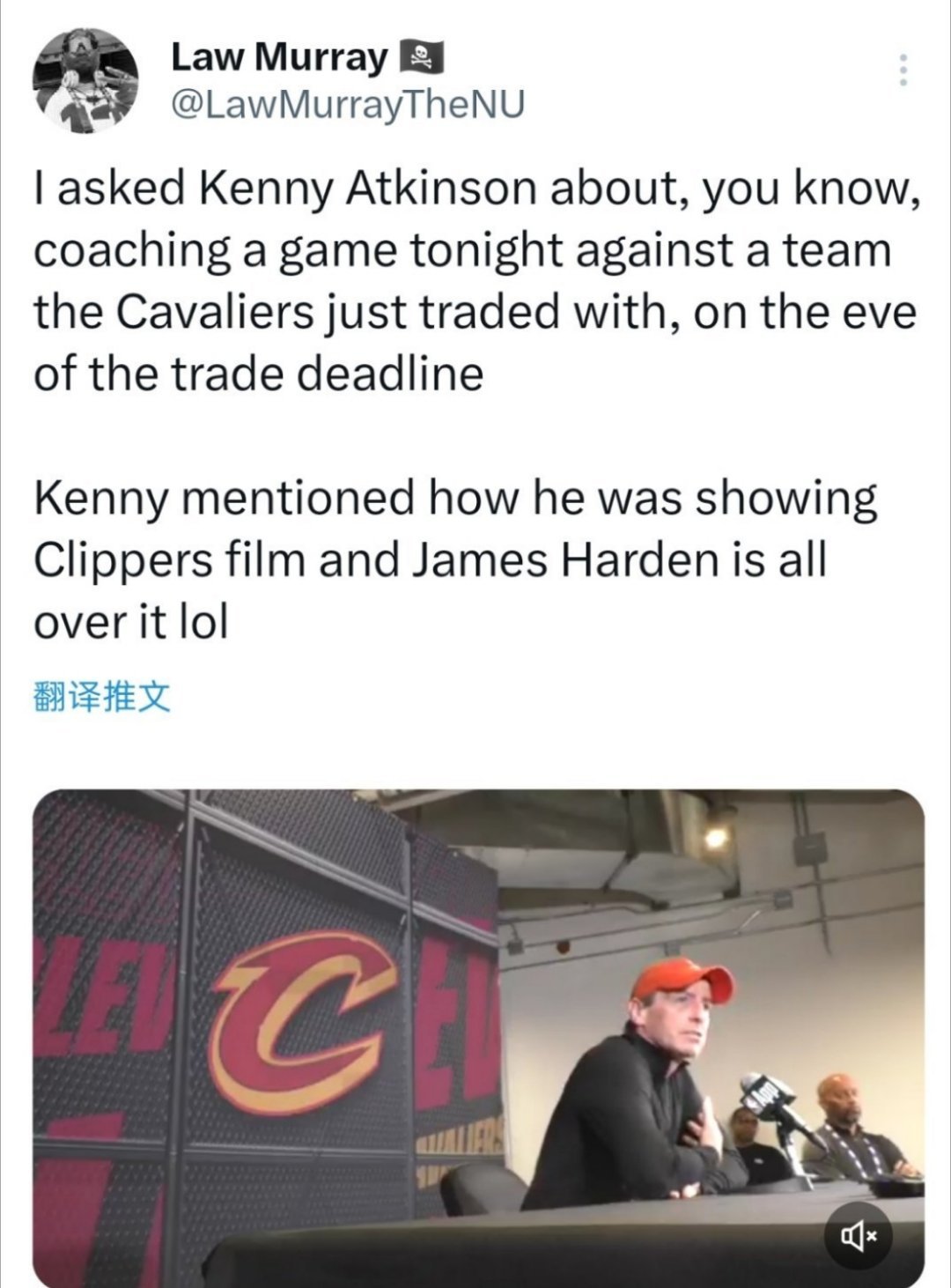 阿特金森：我带领球员们看快船比赛录像的时候，感觉每个镜头里都有哈登。 哈登加盟骑