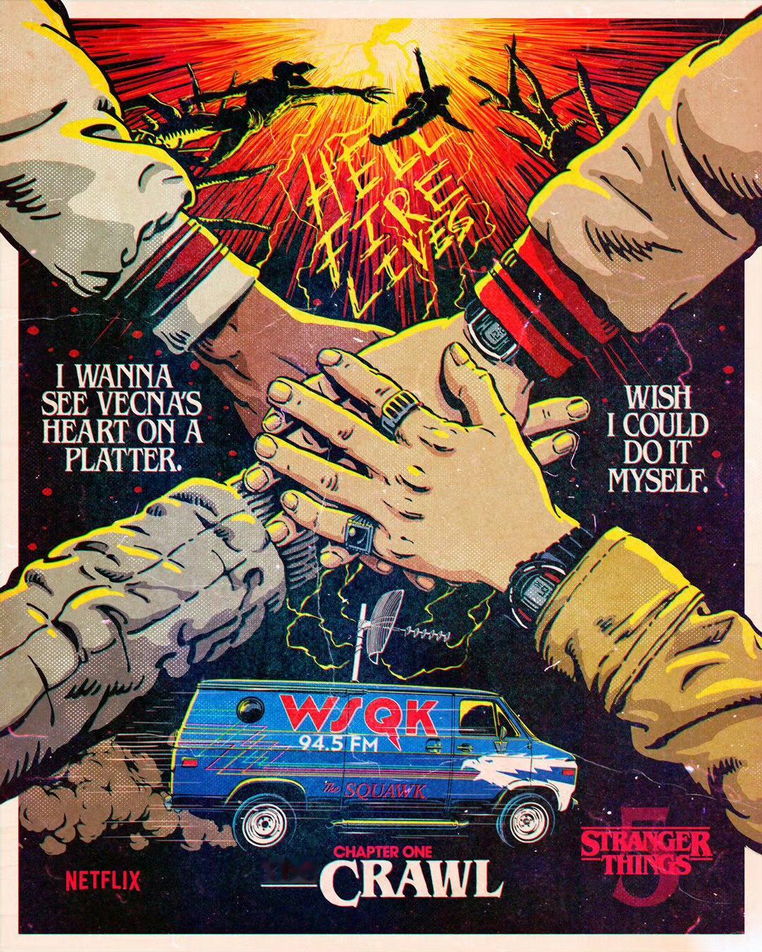 《怪奇物语》第五季前五集海报，昨晚一口气补了新出的三集，坐等大结局最终决战！ 