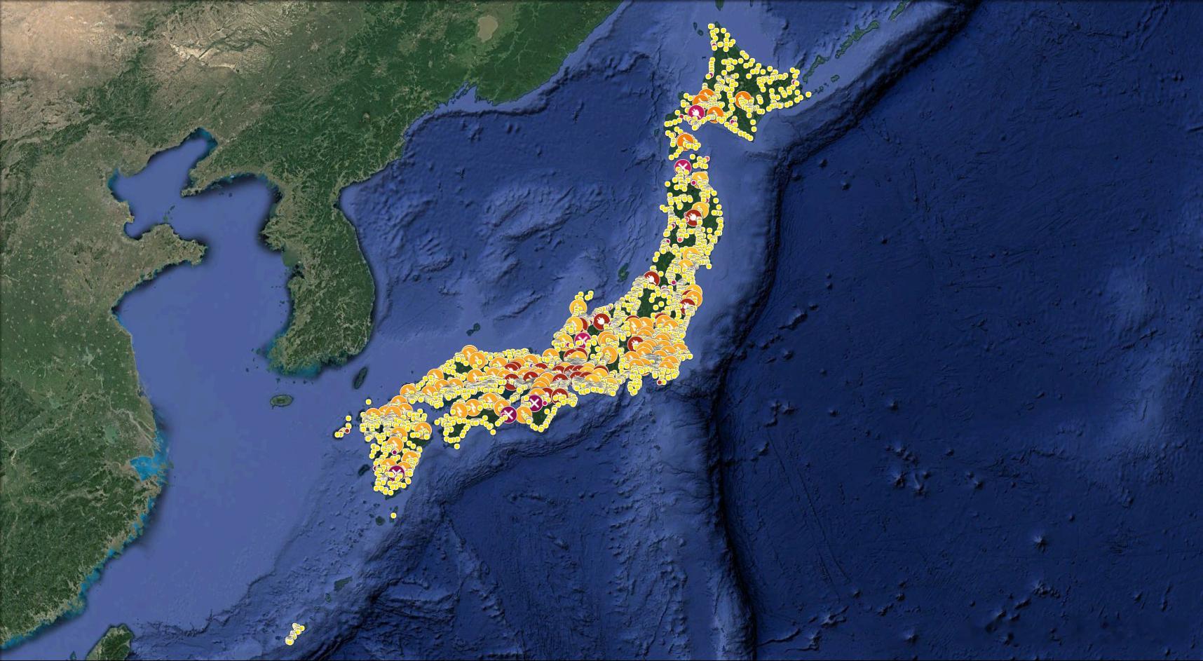 ​日本全国所有的变电站分布图#日本##电力# ​​​