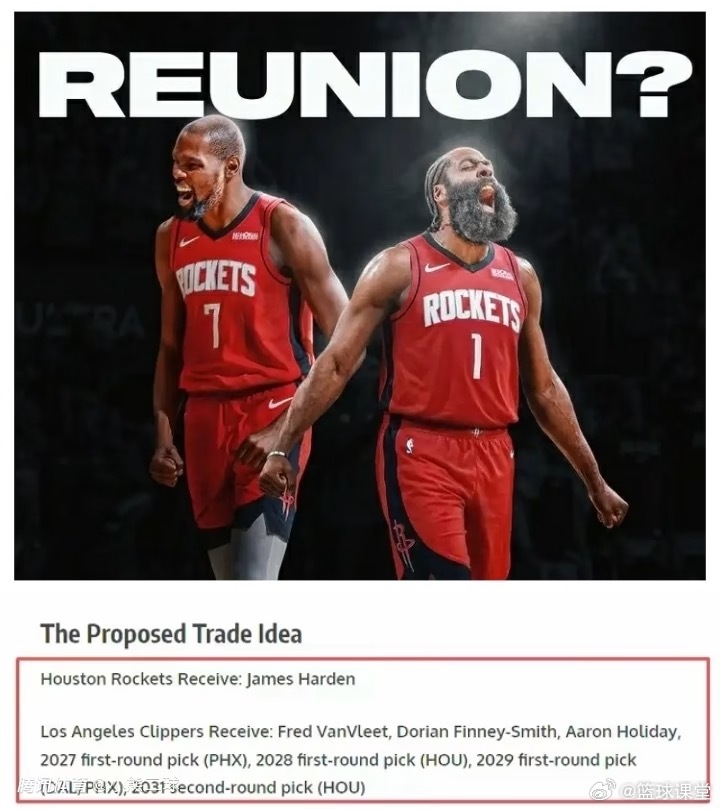 美媒模拟火箭与快船交易方案火箭将送出范弗利特、芬尼史密斯、霍乐迪，以及太阳202