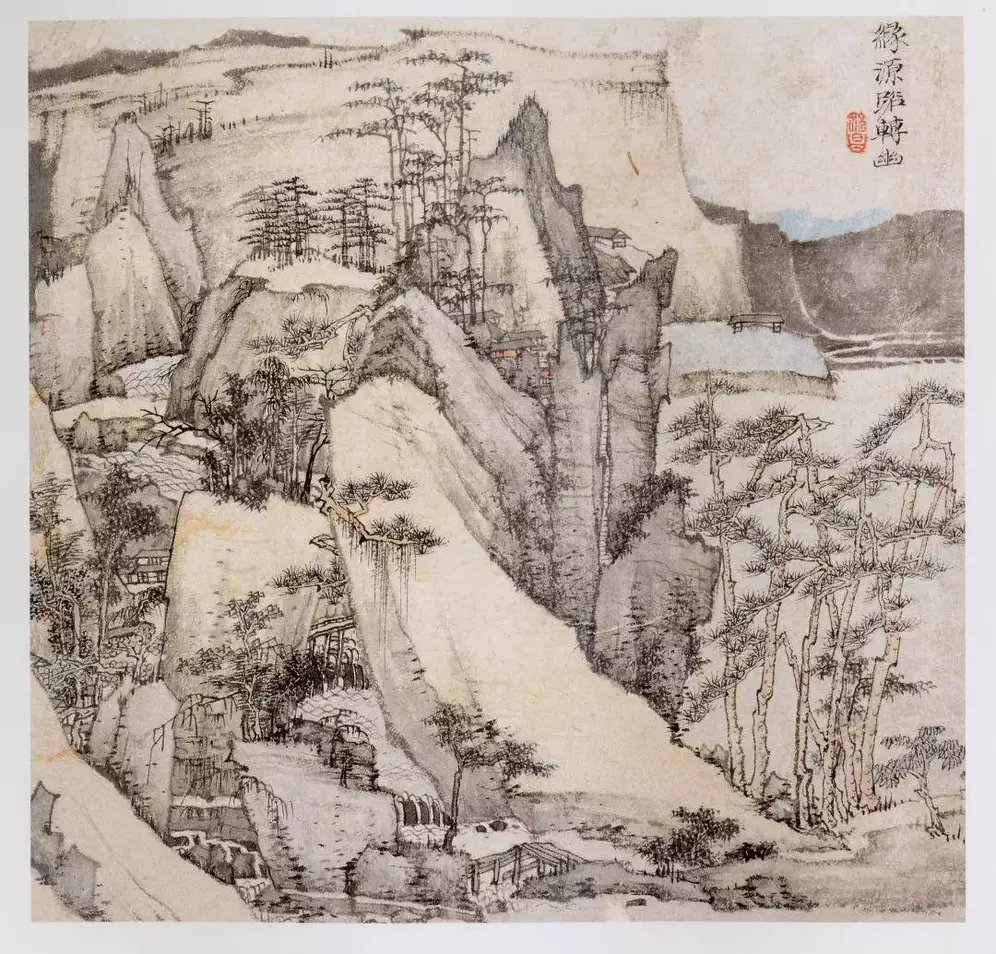 清 祝昌山水画。祝昌，字山嘲，安徽广德人（一作安徽舒城人），居新安（今安徽歙县）