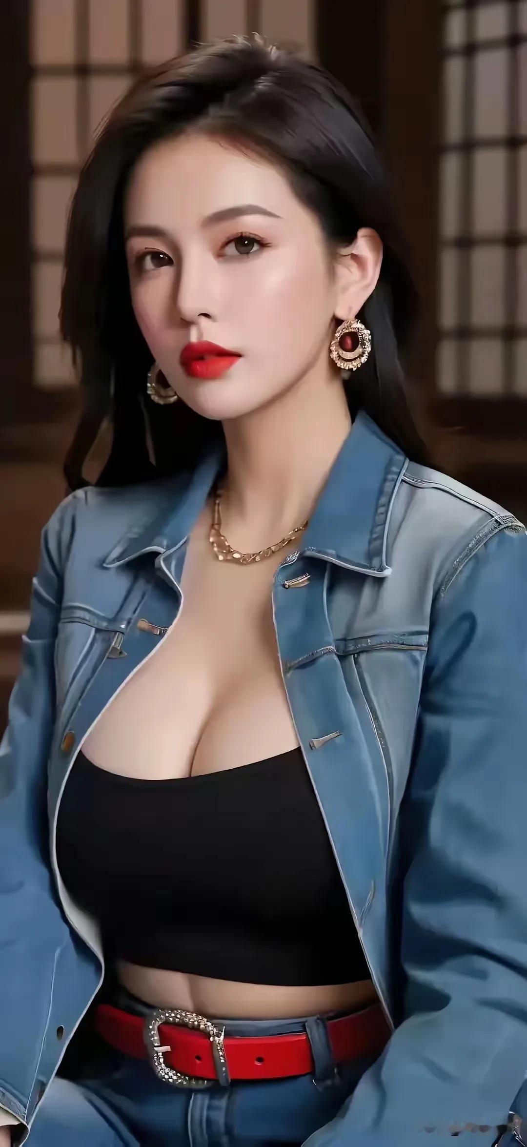 牛仔装以其独特的贴身设计和简洁的线条，完美地勾勒出身体的曲线，展现出健康、自信和