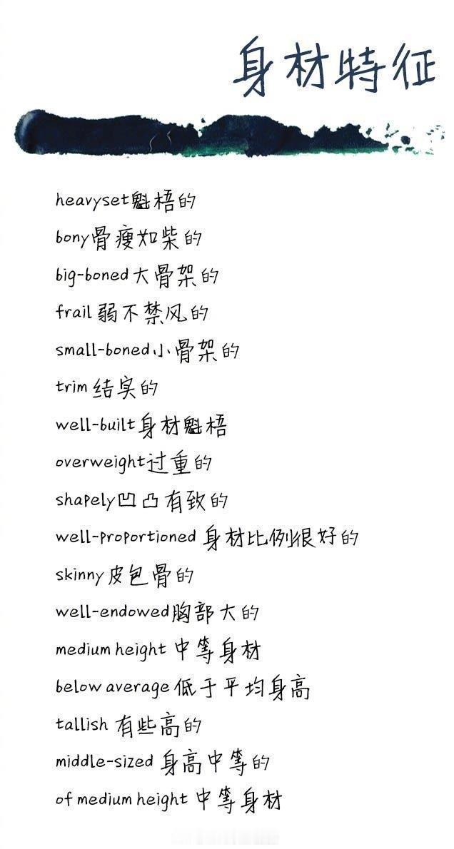 雅思分类词汇：如何描述一个人 。同学们加油鸭！