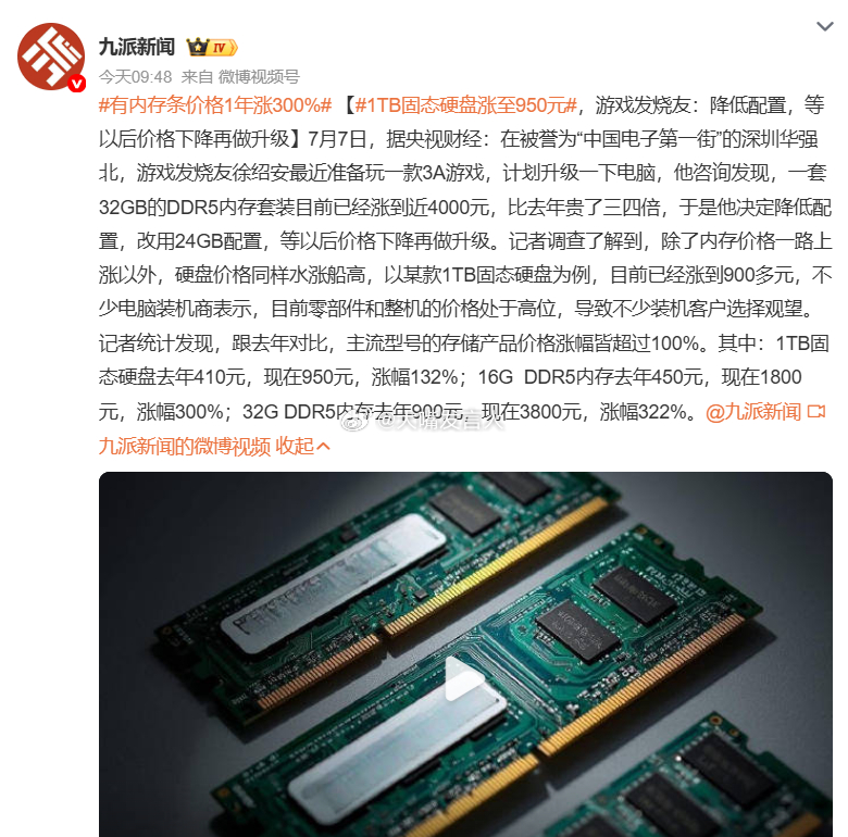 1TB固态硬盘涨至950元    现在的SSD价格贵得邪呼翻翻图1中我在2022