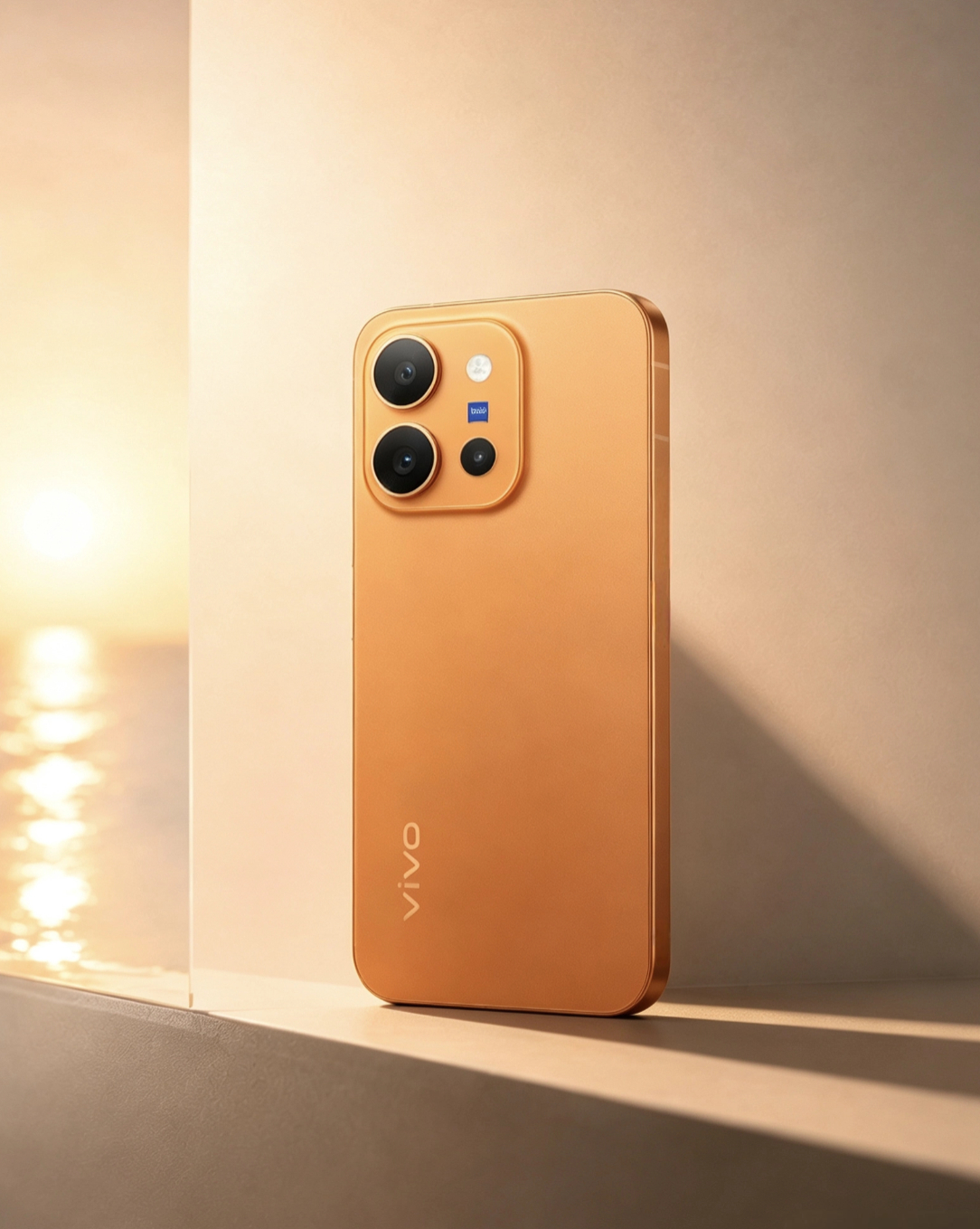 烈日余晖，落日熔金。vivo X300E 全新「日光橙」配色，将黄昏最炽烈的一抹