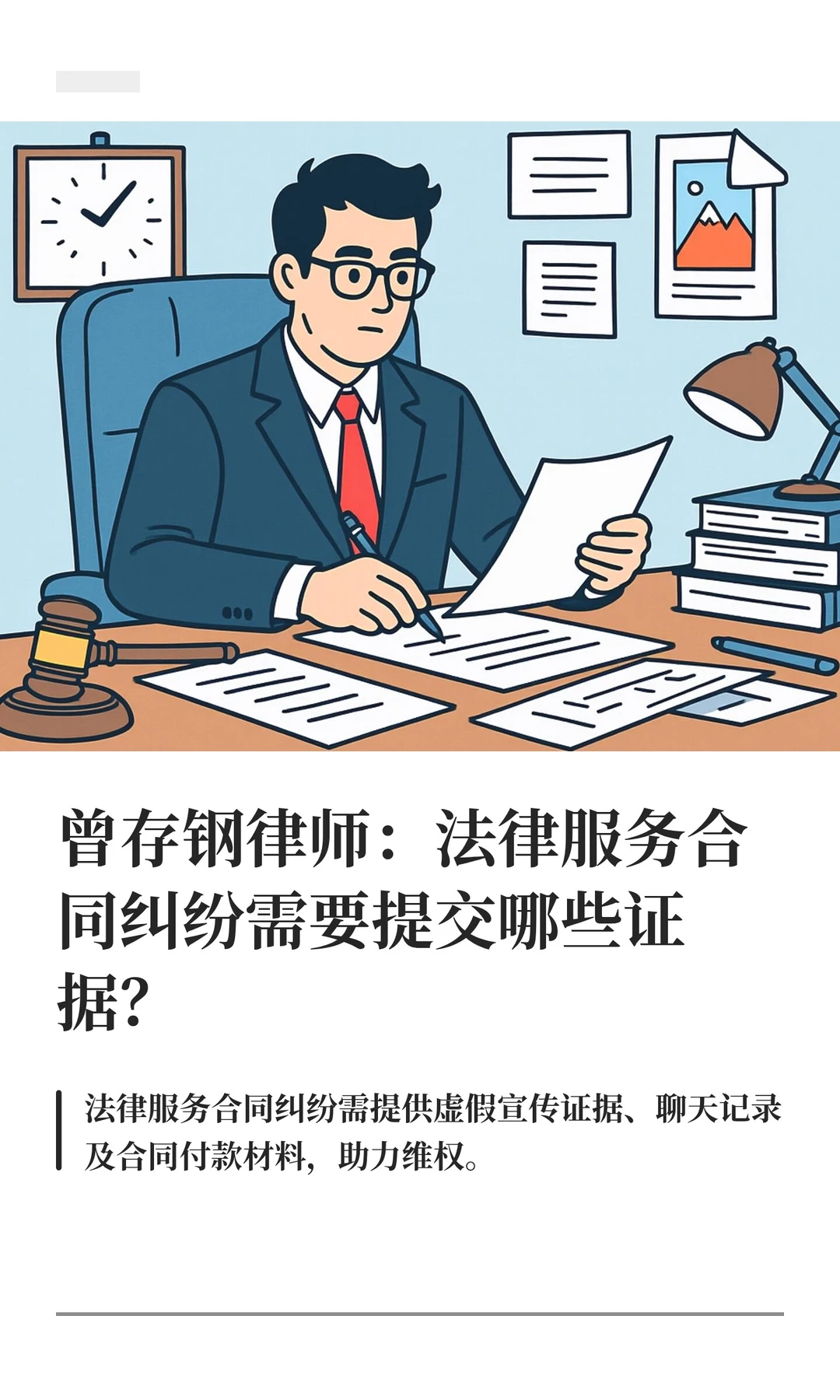 曾存钢律师：法律服务合同纠纷需要提交哪些